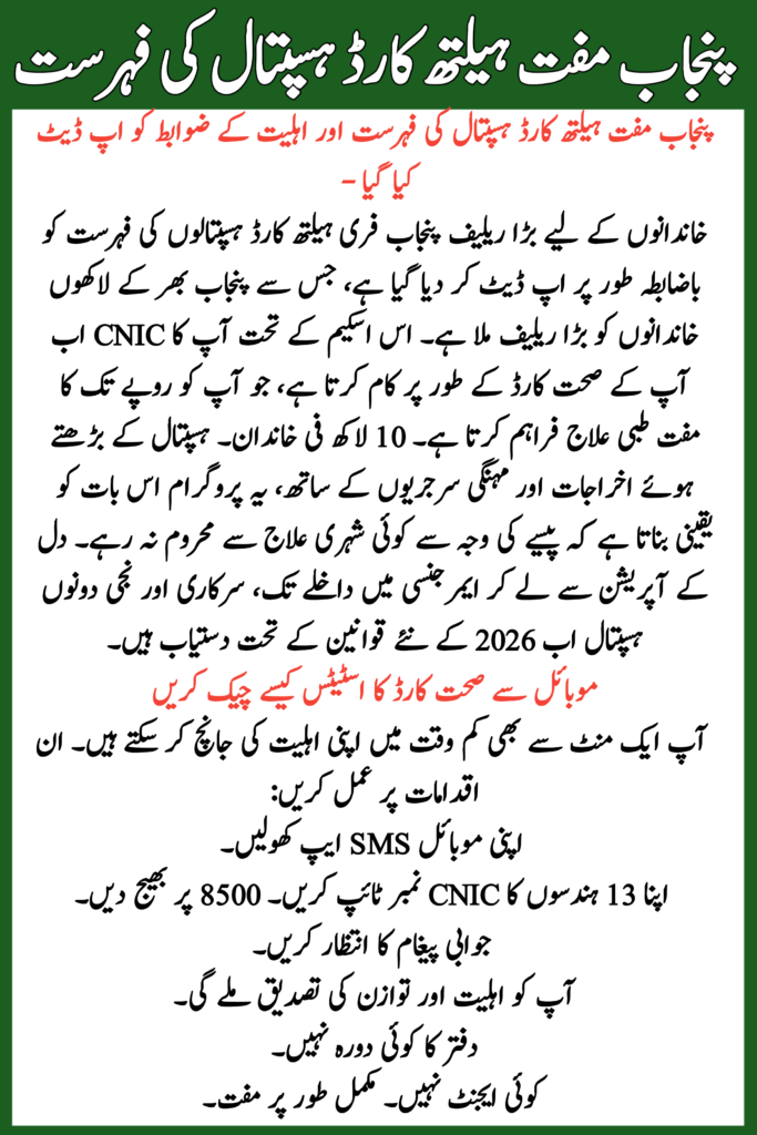 Punjab Free Health Card