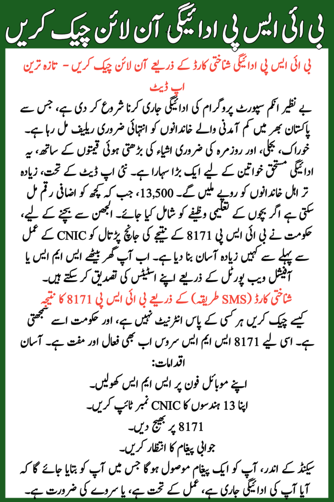 BISP 8171 Result Check Online by CNIC