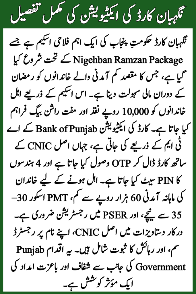 Nigehban Card Activation Process